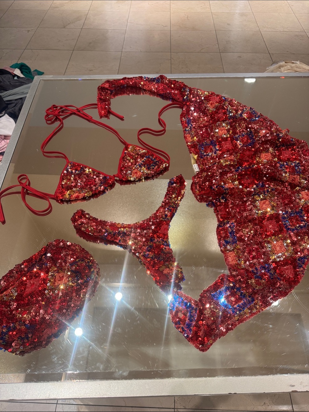 Sorelle UK Sequin Bikini Sarong & Bag Set